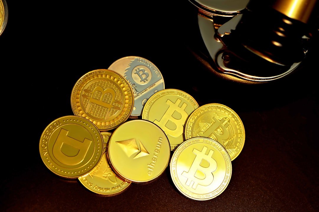gold round coins on black surface