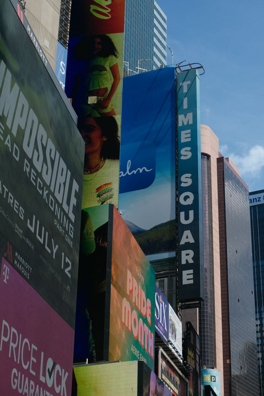 Times square's vibrant billboards light up the cityscape.