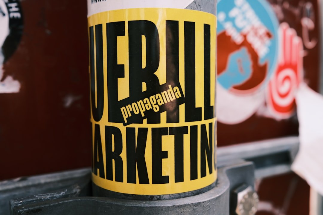 a close up of a sticker on a pole