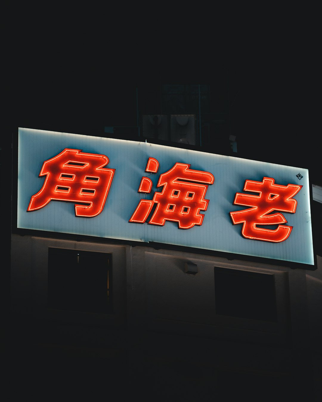 a neon sign with asian writing on it